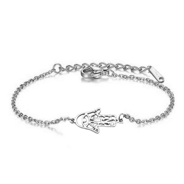Bracelet acier inoxydable main de Fatma argenté