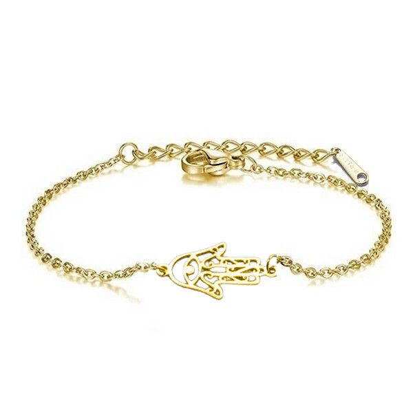 Bracelet acier inoxydable main de Fatma or