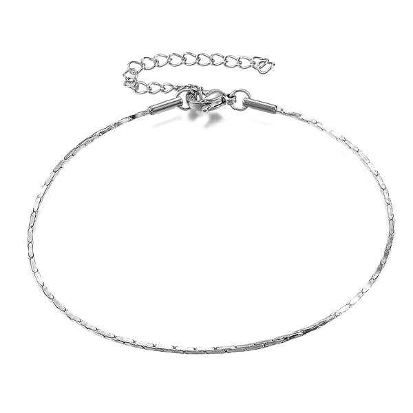 Bracelet acier inoxydable fin 1 mm couleur argenté