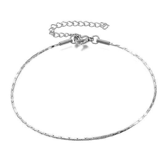 Bracelet acier inoxydable fin 1 mm couleur argenté