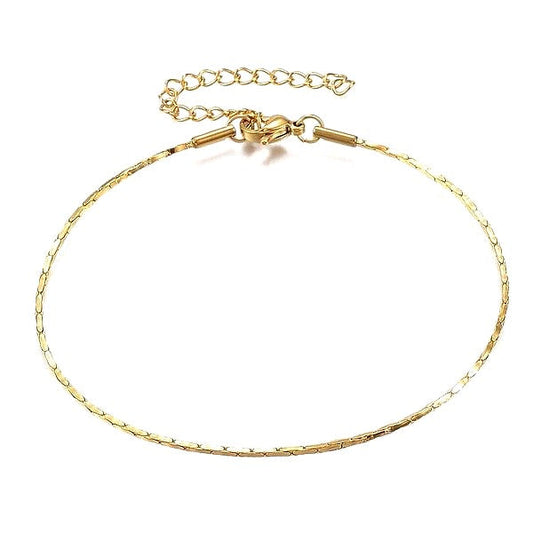 Bracelet acier inoxydable fin 1 mm couleur or