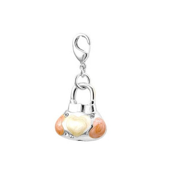 Collection Charm rhodié sac à main jaune et orange cz