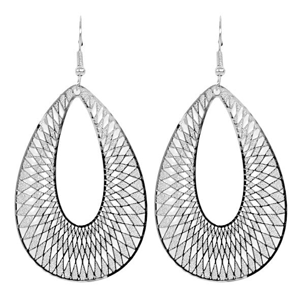 Boucles d'oreilles fantaisie filigrane ovale argenté