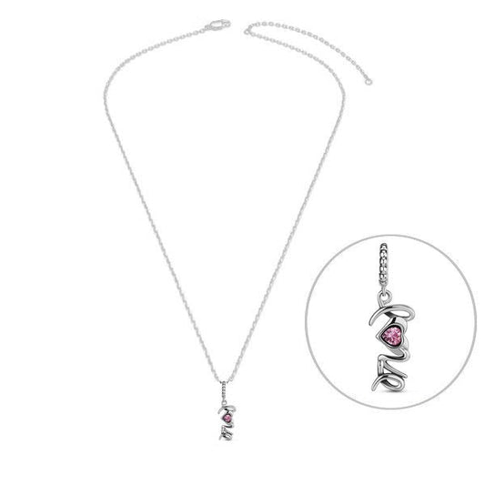 Collier argent 925 chaîne fine pendentif love zirconium AAA