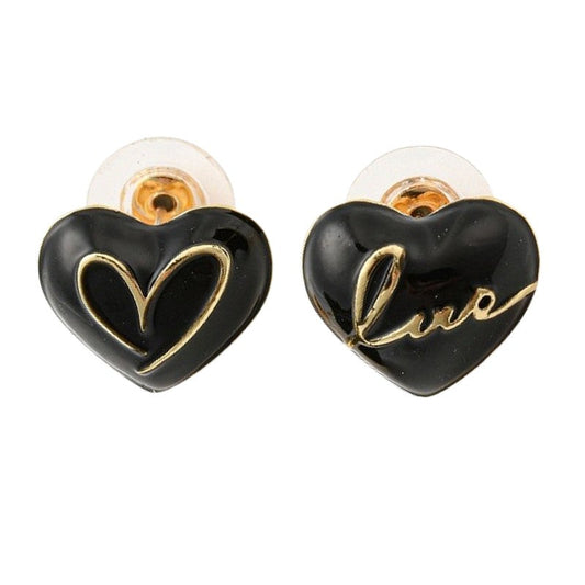 Boucles d'oreilles cœur love noir et or