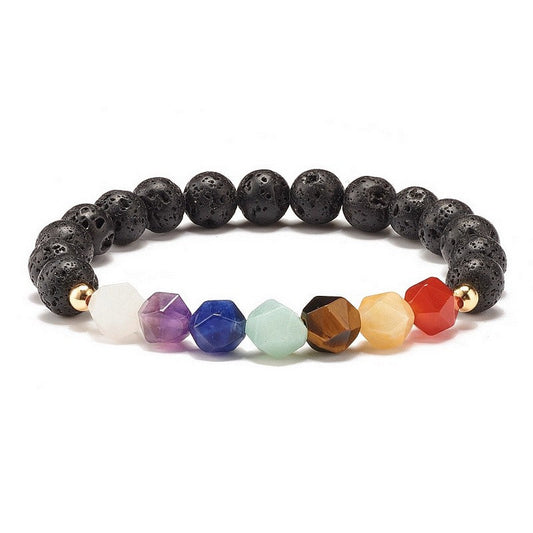 Bracelet pour homme ou femme - pierre naturelle 7 chakras pierre de lave