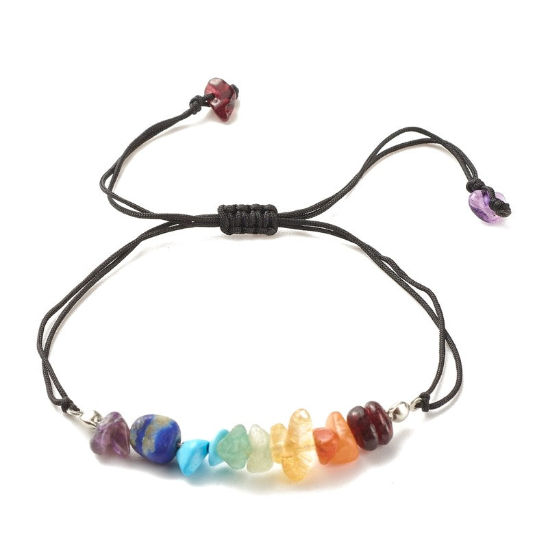 Bracelet pour homme ou femme - pierres naturelles 7 chakras fils nylon