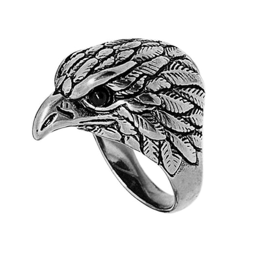 Bague acier inoxydable tête d'aigle argenté