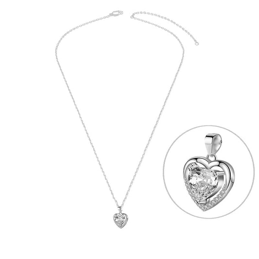 Collier argent 925 cœur zirconiums sertis oxyde blanc