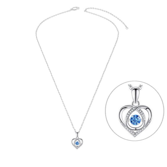 Collier argent 925 cœur entrelacé zirconiums sertis oxyde bleu
