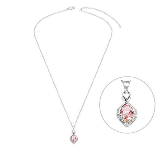 Collier argent 925 zirconiums sertis et oxyde rose