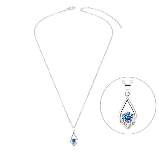 Collier argent 925 goutte zirconiums sertis et oxyde bleu