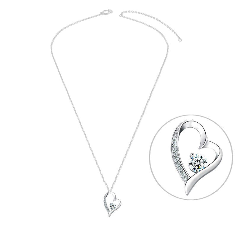 Collier argent 925 cœur zirconiums sertis oxyde blanc