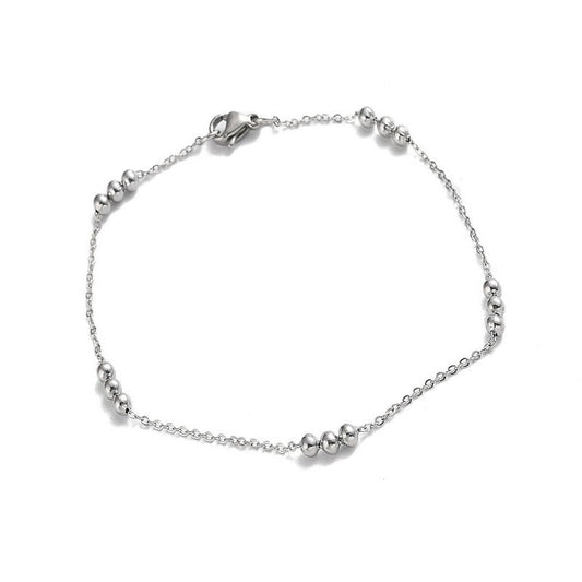 Bracelet fin acier inoxydable orné de boules délicates