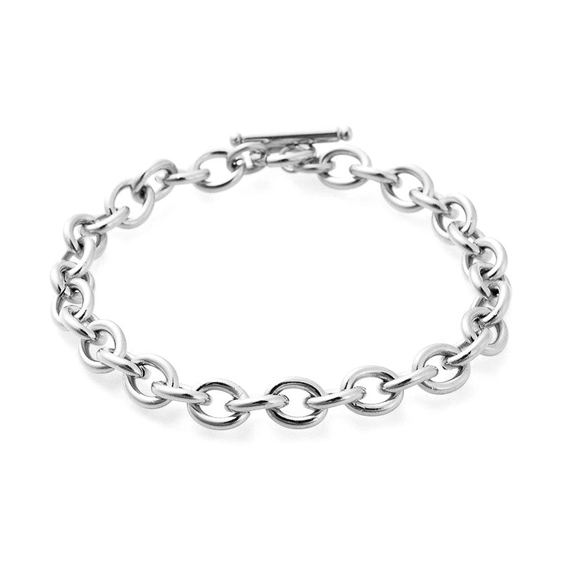 Bracelet acier inoxydable 8 mm fermoir toggle argenté