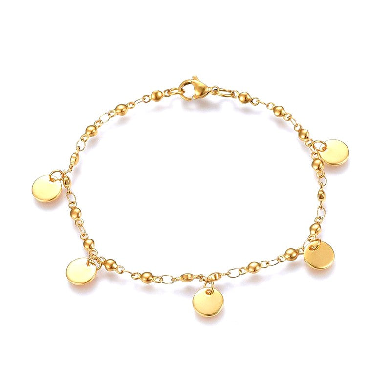 Bracelet acier inoxydable avec 5 breloques 7 mm