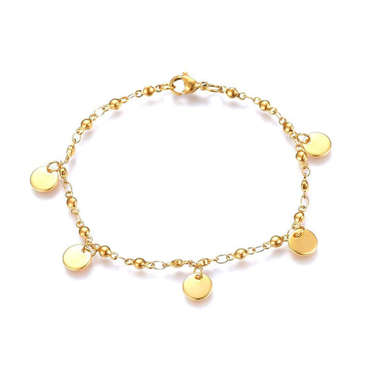 Bracelet acier inoxydable avec 5 breloques 7 mm