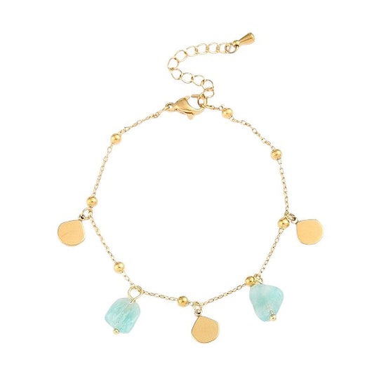 Chaîne de cheville en acier inoxydable pierres naturelles amazonite