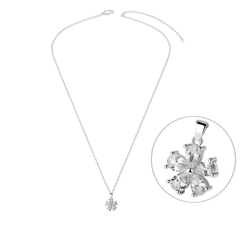 Collier argent 925 fleur zirconiums sertis