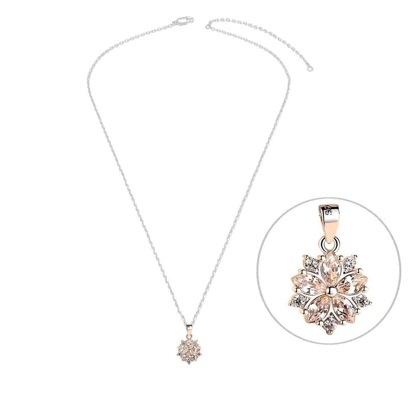 Collier argent 925 fleur zirconiums sertis oxyde blanc