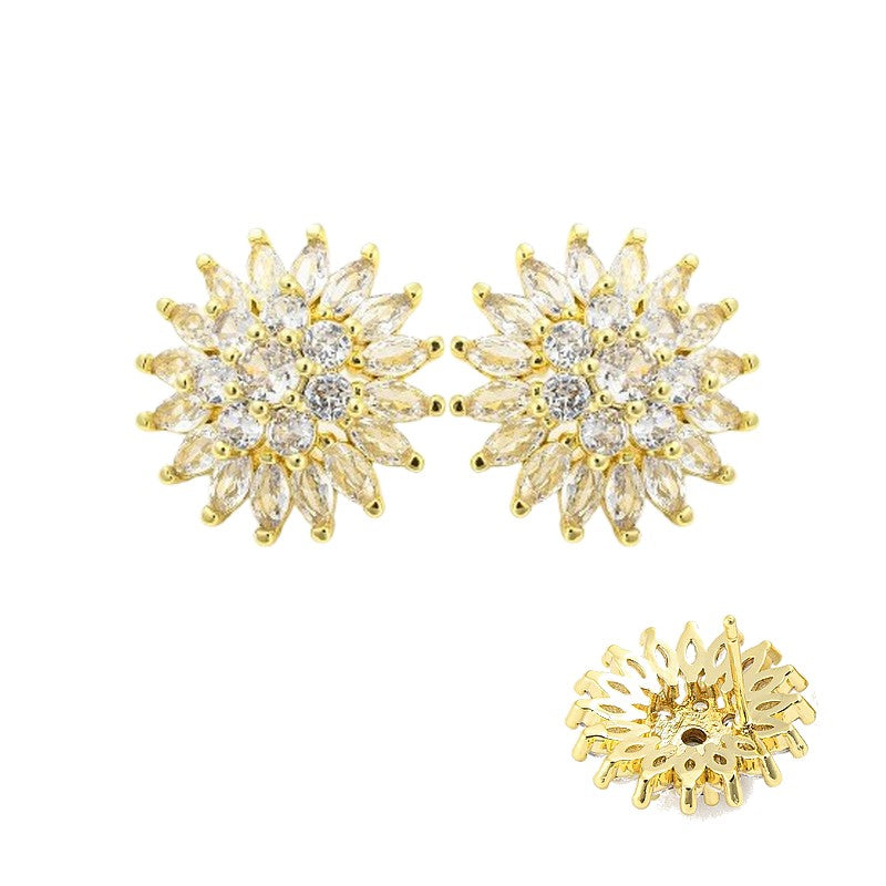 Boucles d'oreilles fleur zirconiums sertis