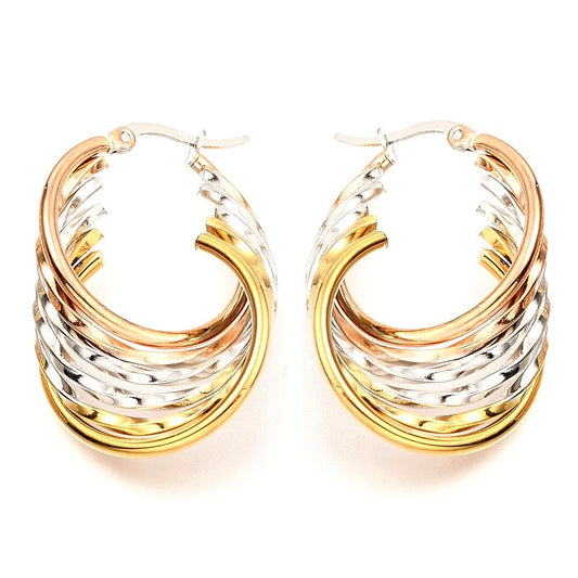 Boucles d'oreilles femme en acier inoxydable Créoles 3 ors