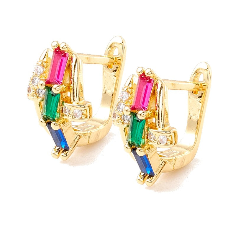 Boucles d'oreilles zirconiums couleurs Créoles or 15 mm