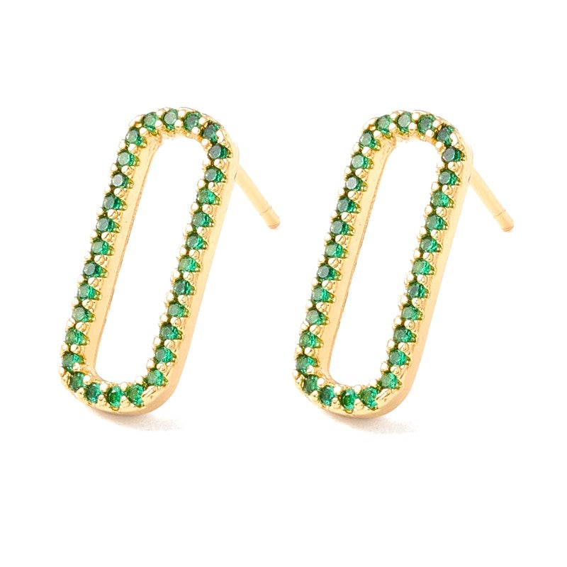 Boucles d'oreilles ovale zirconium vert