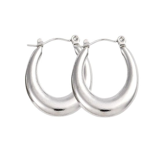 Boucles d'oreilles femme en acier inoxydable Créoles ovales