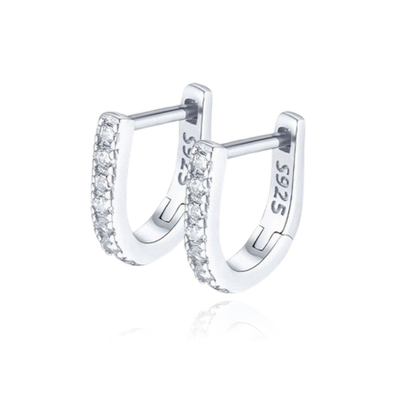 Boucles d'oreilles argent 925 Créoles avec zirconiums Marina
