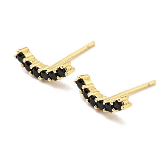 Boucles d'oreilles zirconiums noirs or 14 mm
