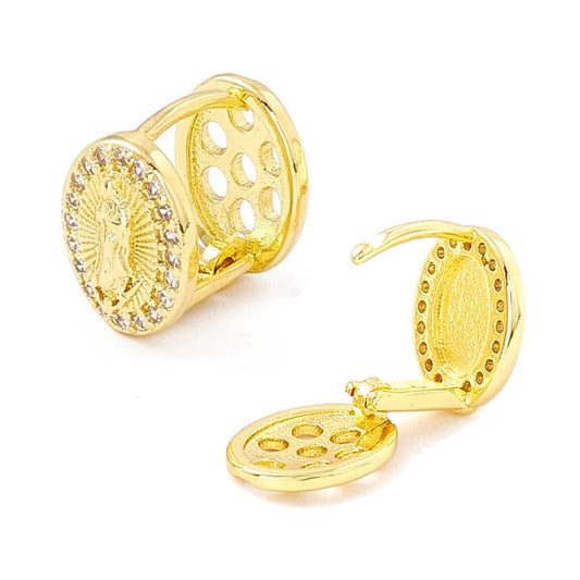 Boucles d'oreilles zirconiums vierge Marie or 10 mm