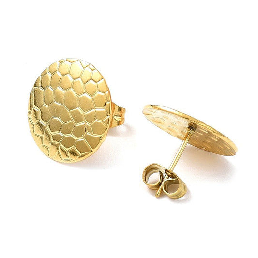 Boucles d'oreilles femme en acier inoxydable rondes striées or