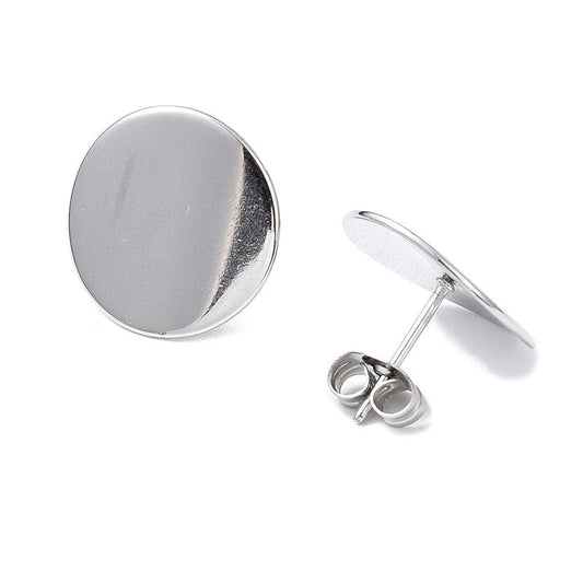 Boucles d'oreilles femme en acier inoxydable rondes argentées