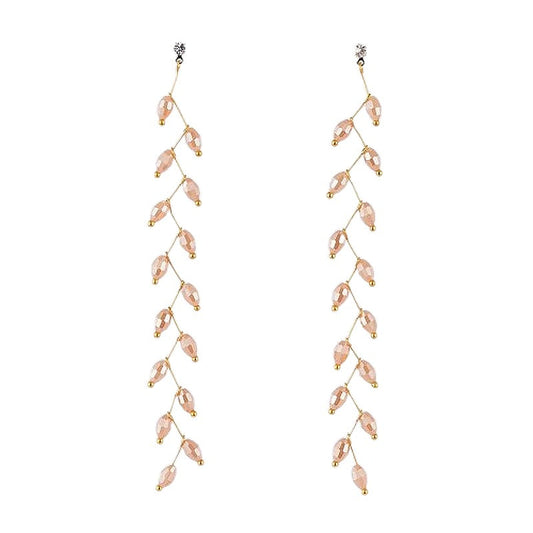 Boucles d'oreilles diamant CZ pendantes or 110 mm