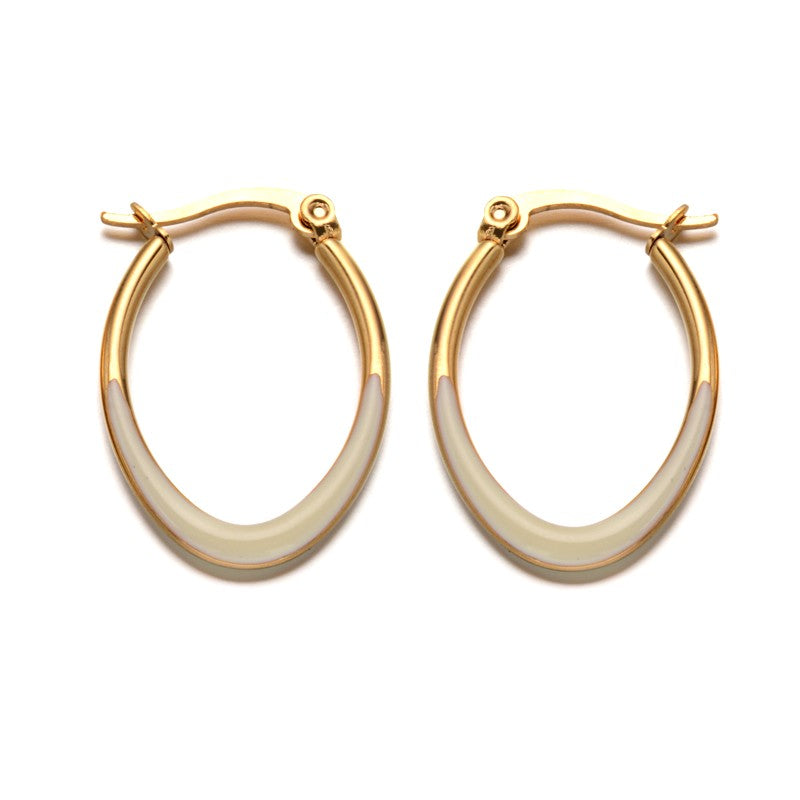 Boucles d'oreilles femme en acier inoxydable Créoles dorées émaillés