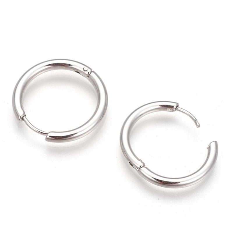 Boucles d'oreilles femme en acier inoxydable Créoles 15 mm argentées