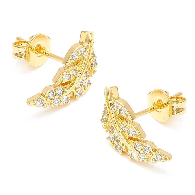Boucles d'oreilles feuilles avec zirconiums sertis