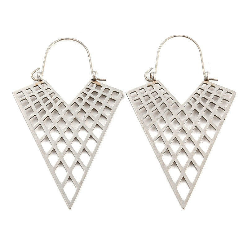 Boucles d'oreilles femme en acier inoxydable triangle ajouré
