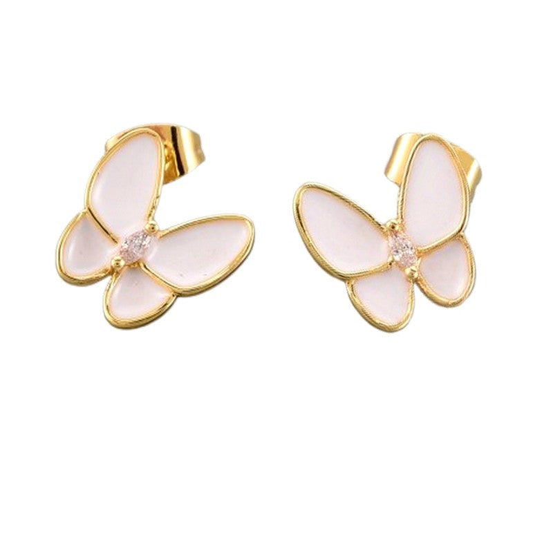 Boucles d'oreilles papillon nacre blanc