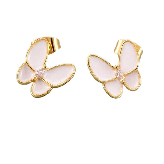 Boucles d'oreilles papillon nacre blanc