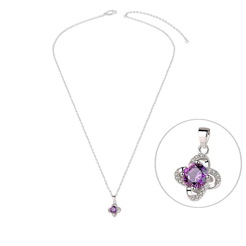 Collier argent 925 zirconiums sertis oxyde mauve