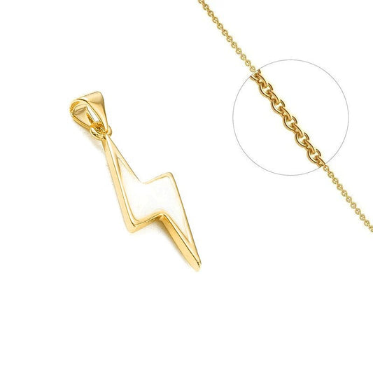 Collier chaîne et pendentif éclair nacre