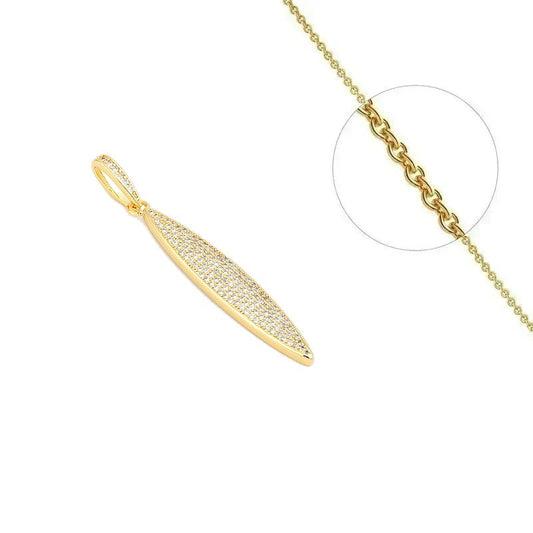 Collier doré chaîne et pendentif goutte orné de zirconiums sertis