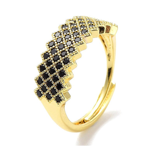 Bague femme réglable lignée de diamants CZ noir