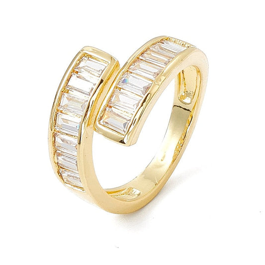 Bague femme réglable lignée de diamants CZ carrés blanc