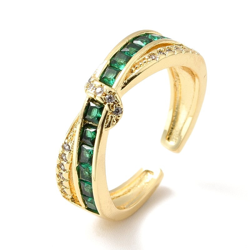 Bague femme réglable entrelacé diamant CZ