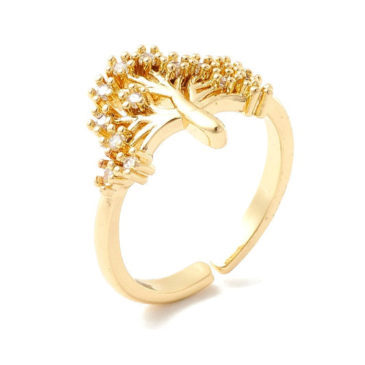 Bague femme réglable arbre de vie diamants CZ sertis