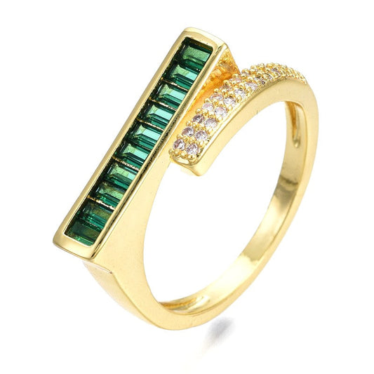 Bague femme réglable lignée de diamant CZ vert