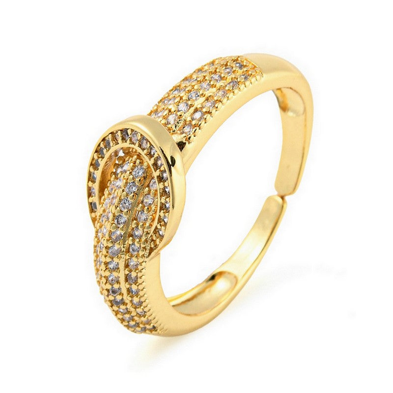 Bague femme réglable diamants CZ sertis